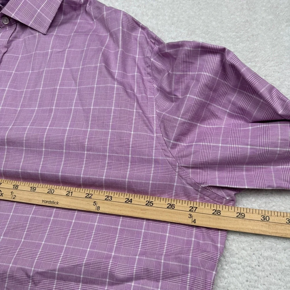 Liberty Shirt Co Thomas Mason Bespoke Purple Plaid Dress Shirt‎ Men's Size 3XL